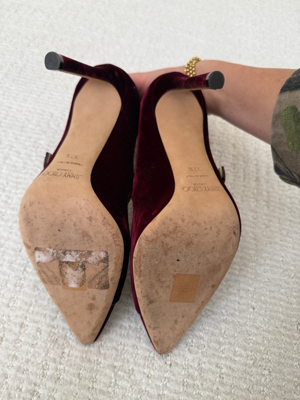 Jimmy Choo Burgundy Velvet Pointed-Toe Heels - Picture 4 of 5